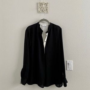 Black + White Silk Vince Blouse